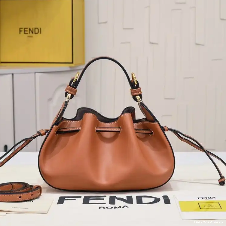 In Bucket Fendi Pomodorino Brown Calf Leather Bag Mini 0630